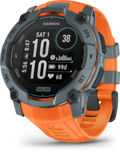 Kép betöltése a galériamegjelenítőbe: Garmin | INSTINCT 3, 50mm Solar, Szürke, narancs szíjjal (ED)