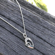 Load image into Gallery viewer, Rowing pendant - heart-shaped, with zirconia stones | Strokeside Design
