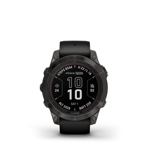 Load image into Gallery viewer, Garmin | FENIX 7 PRO SAPPHIRE SOLAR, SZÜRKE DLC TITÁNIUM, FEKETE SZILIKON SZÍJJAL (ED XD)
